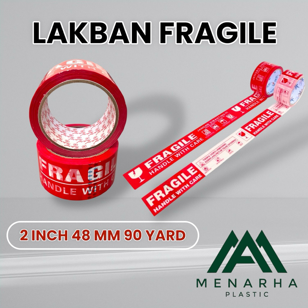 

Lakban Fragile Merah/ Fragile Unboxing / Lakban Segel Jangan Dibanting 90 Yard!