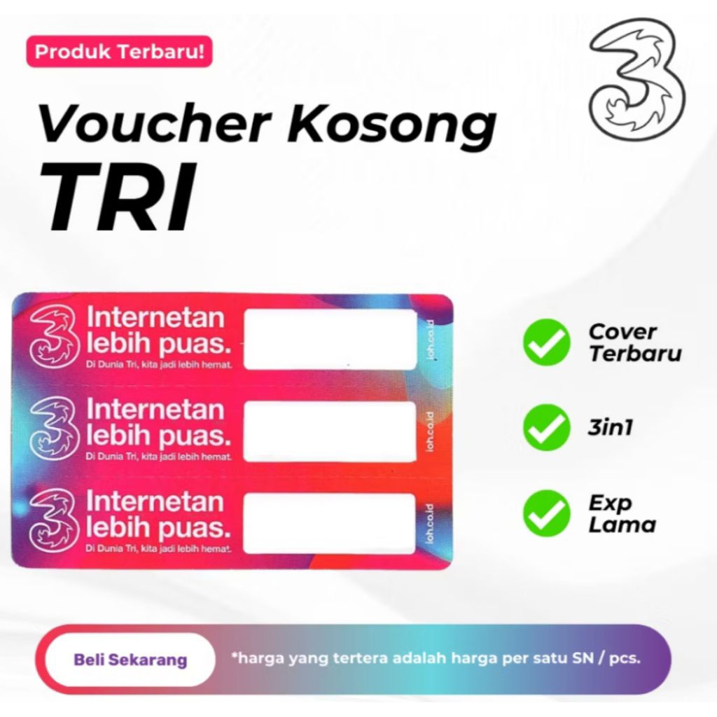 Voucher 3 Three NASIONAL Zero Blank (Kosong 1 Box)