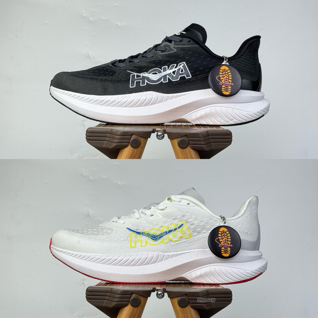 SEPATU HOKA ONE ONE MACH 6 BLACK WHITE