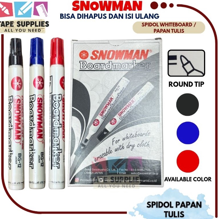 

KODE Y12K 12 Pcs Spidol Snowman WHITE BOARD BG12 spidol papan tulis