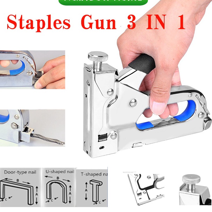 

Staples Gun Tacker Mollar 3 in 1 Staple Jok Tembak Hekter 3 Way Dapat 3 jenis paku3 in 1 Staples Gun Tacker Mollar