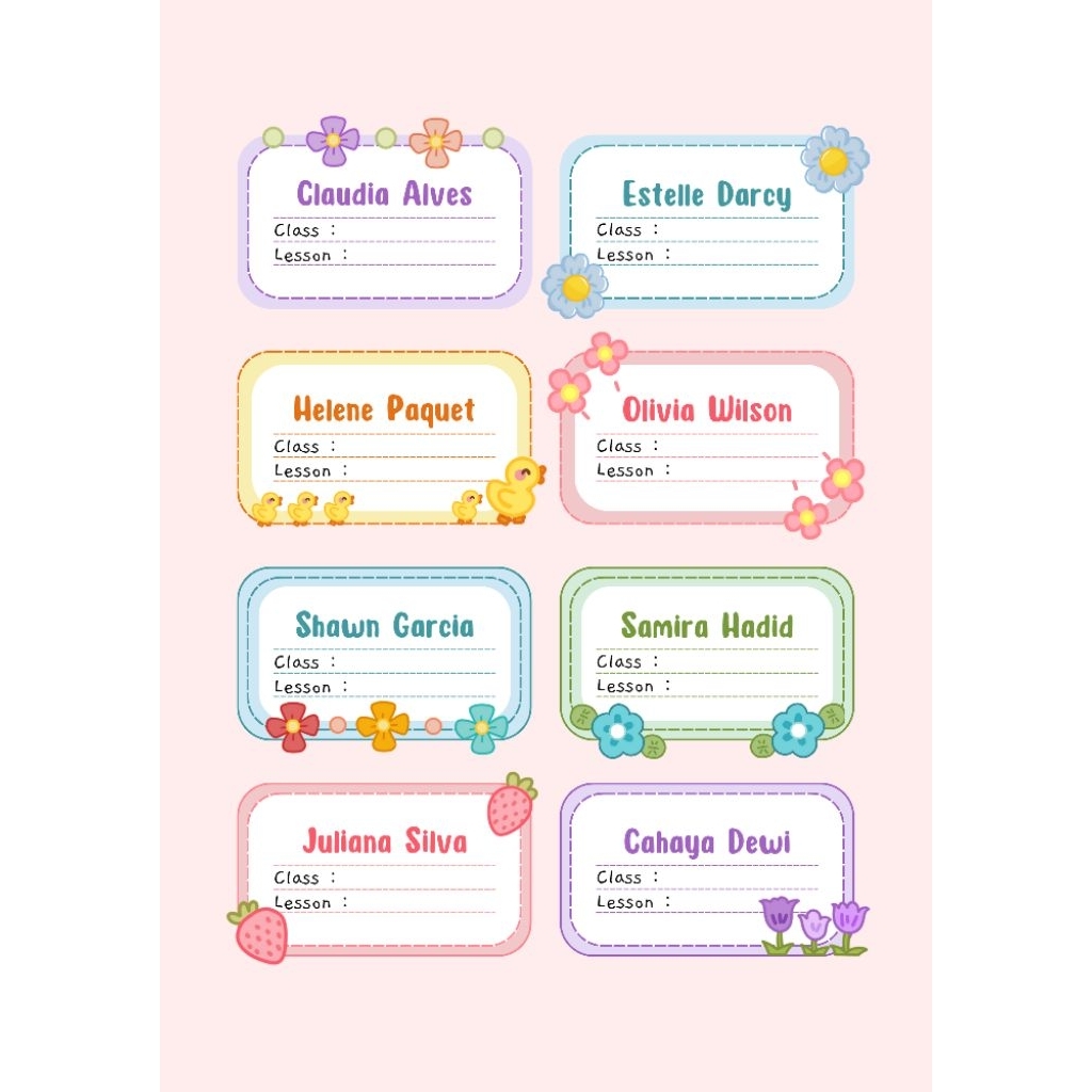 

costum stiker label nama buku pelajaran 42 pcs