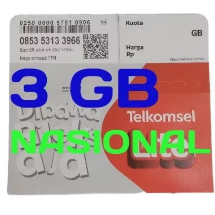 KARTU PERDANA PAKET TELKOMSEL 3 GB