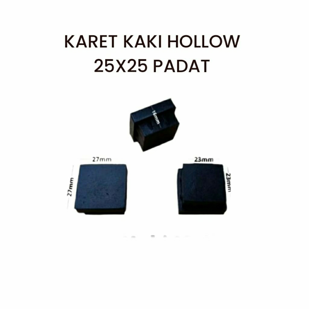 KARET KAKI HOLLOW 25X25 PADAT / KARET BESI HOLLOW