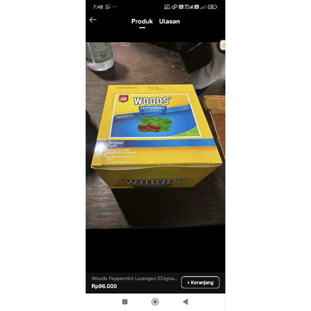 

woods lozenges original isi 15 sachet/box