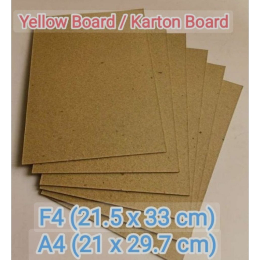Harga per pcs paper board / yellow board ukuran A4 / F4