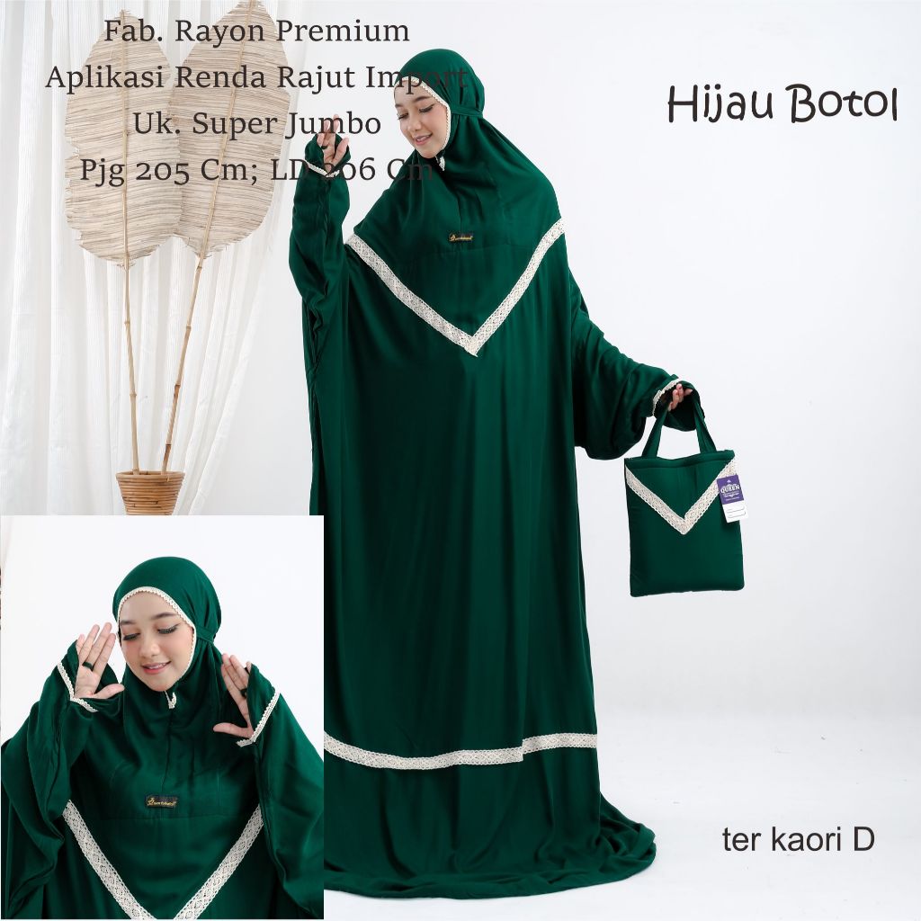 Mukena terusan rayon premium cantik renda Katun Mewah Travel Panjang Dewasa Lembut Panjang Mukenah