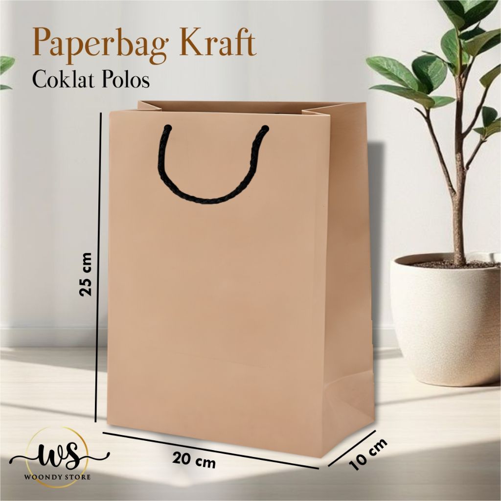 

[12 PCS] PAPER BAG KRAFT COKLAT POLOS READY STOCK PAKET LUSINAN - PAPER BAG HAJATAN UK 20 x 25 x 10