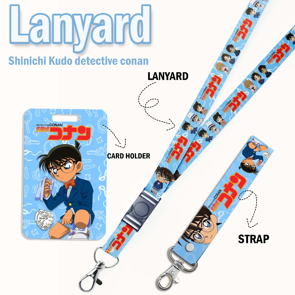 

STRAP LANYARD CARD HOLDER Shinichi kudo Detective conan Gantungan Kunci - Tali Handphone - ID Card