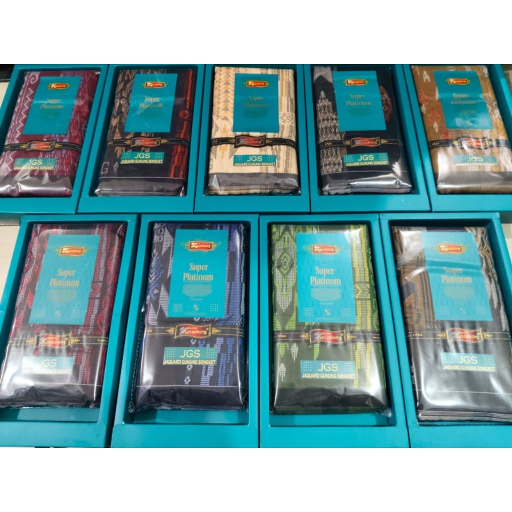 SARUNG KETJUBUNG SUPER PLATINUM JGS/JSI GOLD ORI KECUBUNG SONGKET JACQUART