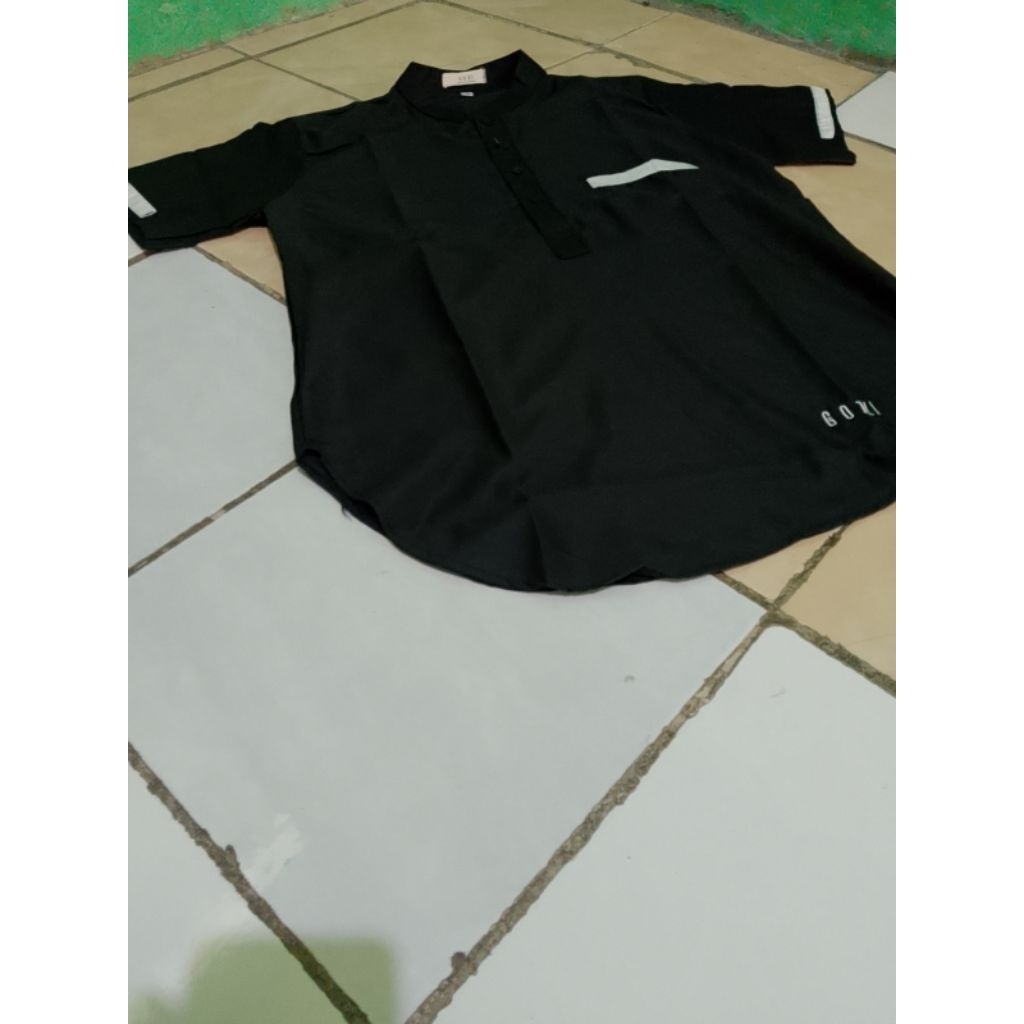 BAJU KOKO MUSLIM LENGAN PENDEK UKURAN M LD50 LP71CM MEREK GOZI BY ALWI ASSEGAF