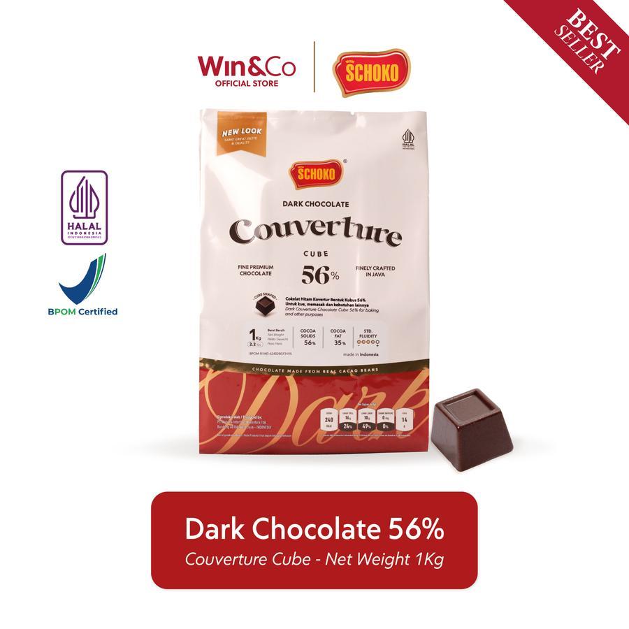 

SCHOKO Dark 56% Couverture Cube - 1 Kg / Coklat Kovertur Bentuk Dadu