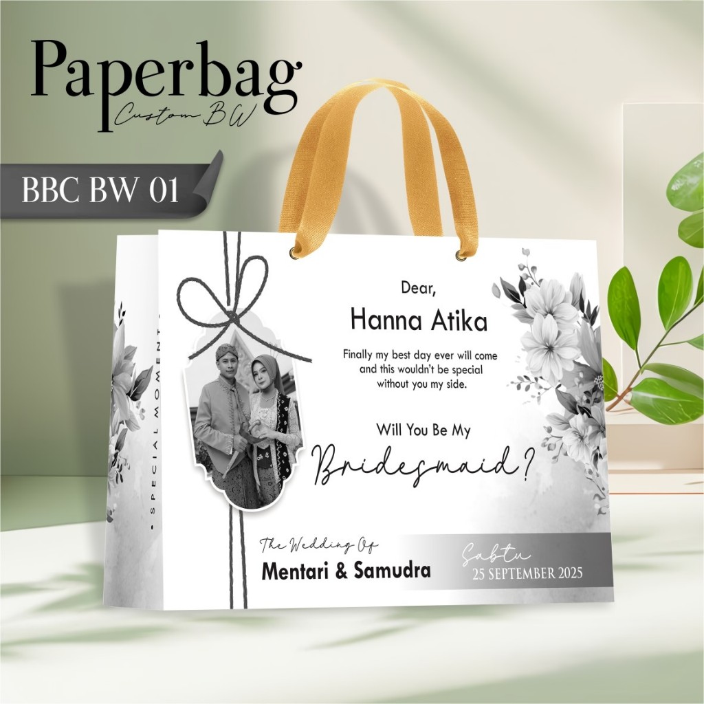 

TAS BRIDESMAID WEDDING - PAPER BAG BRIDESMAID BW CUSTOM - PAPER BAG WEDDING BAHAN BC