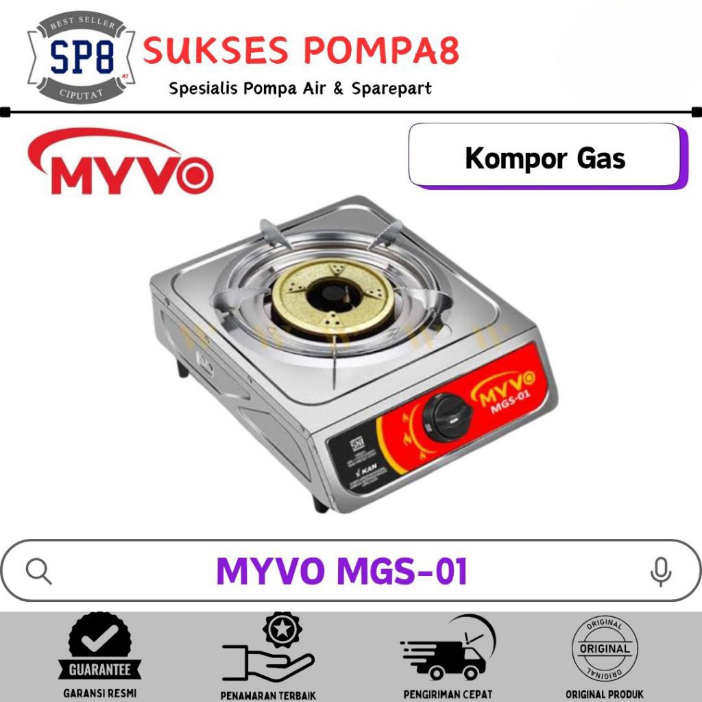 Kompor Gas Myvo 1 Tungku MGS-01 Stainless