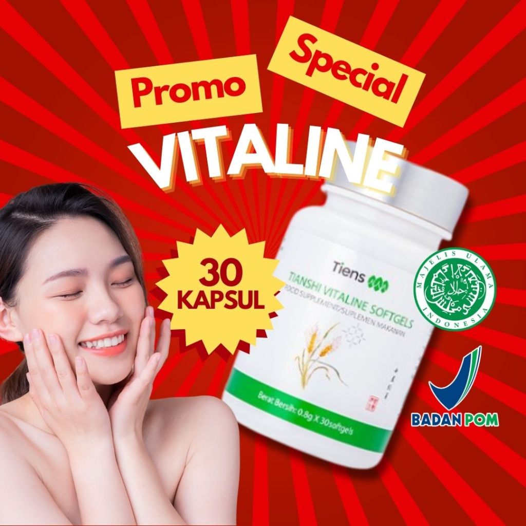 Tiens Vitaline Softgel Asli - Pemutih Badan Permanen - Suplemen Pemutih Kulit BPOM - Kapsul Penghila