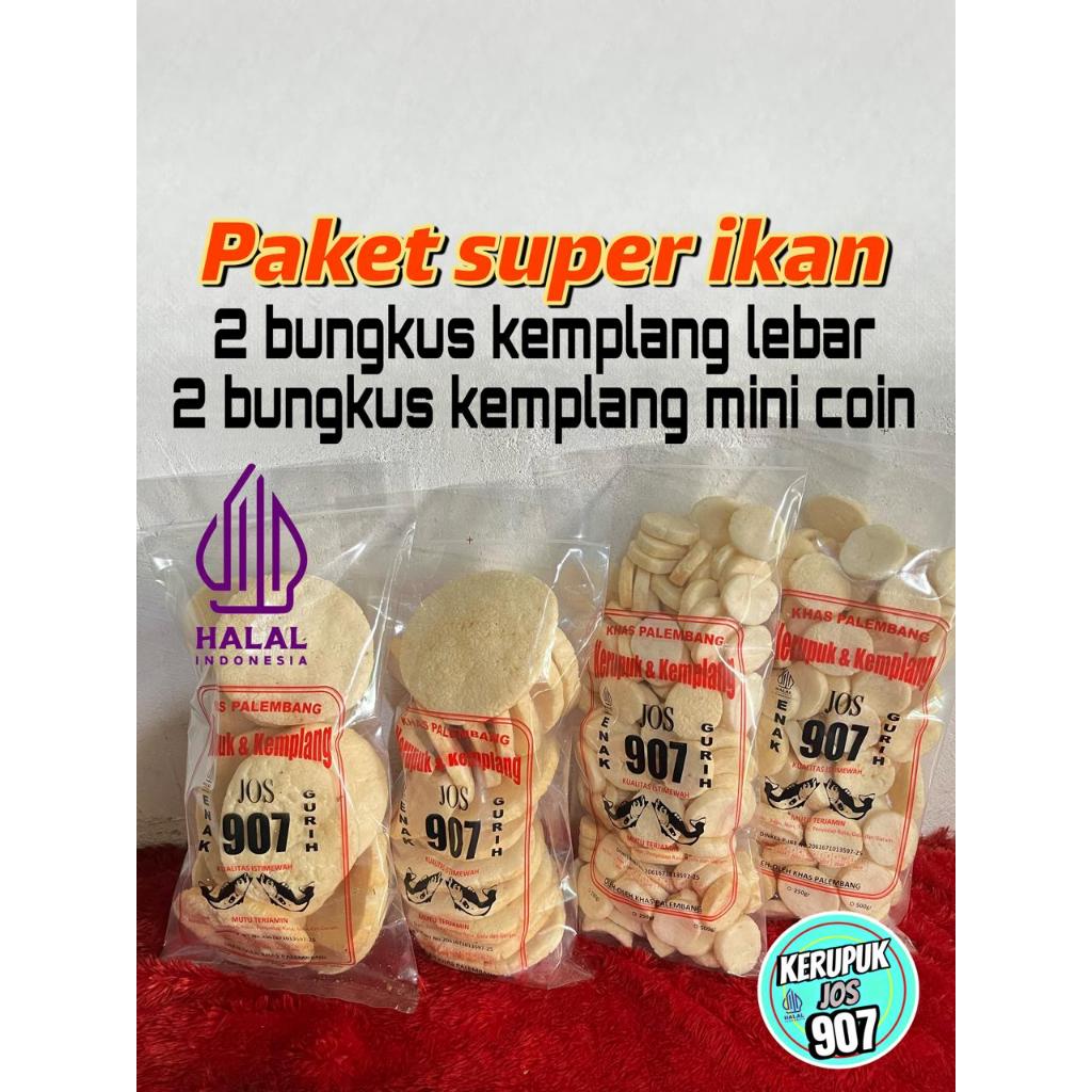 

Paket 4 bungkus x 200gr ( 2 KEMPLANG PESER dan 2 KEMPLANG MINI SUPER IKAN TENGGIRI) KHAS PALEMBANG