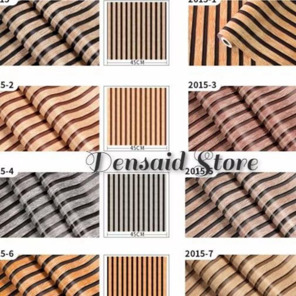 WALLPAPER /WALLPAPER STICKER DINDING MOTIF KAYU PANEL CHOKLAT MUDA