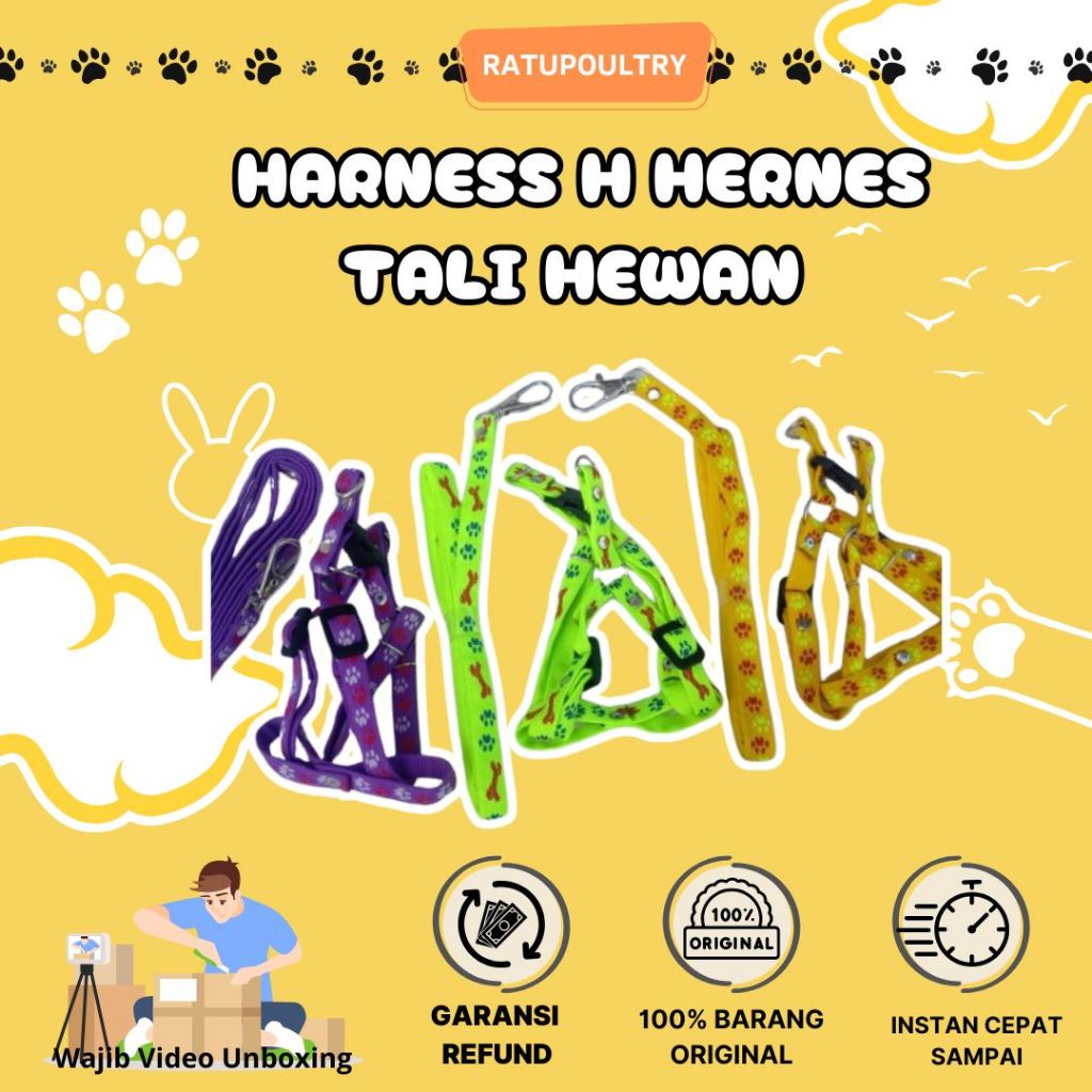 Hernes Tali Hewan Kalung Tuntun Badan Kucing Musang Kelinci | Tali Hewan Harness