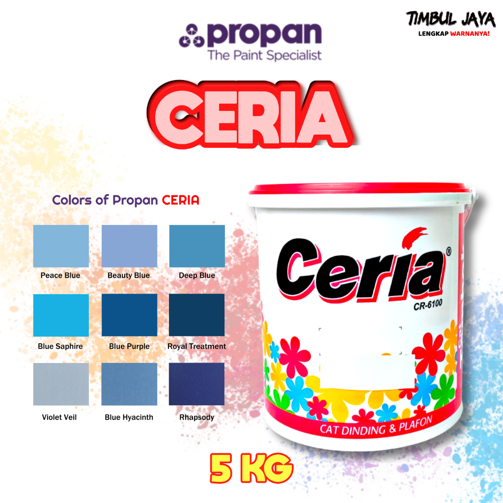 CERIA Cat Tembok Propan 5 kg Biru Interior / Cat Tembok 5 kg Indoor Propan Biru Langit Biru Muda