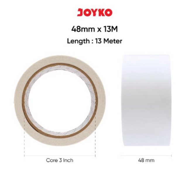 

( 1 rol ) 48mm Double Sided Tape / Perekat 2 Sisi DT Joyko 48 mm x 13M ( 2 inch ) Blue core / Double Tape Core Biru