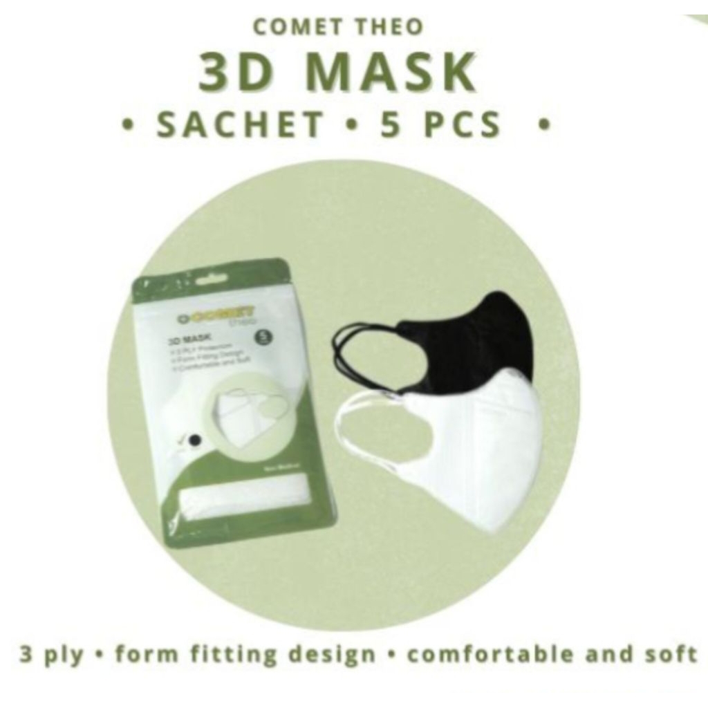 Masker 3D Comet Theo / Comet Theo 3D Mask Sachet Isi 5 Pcs