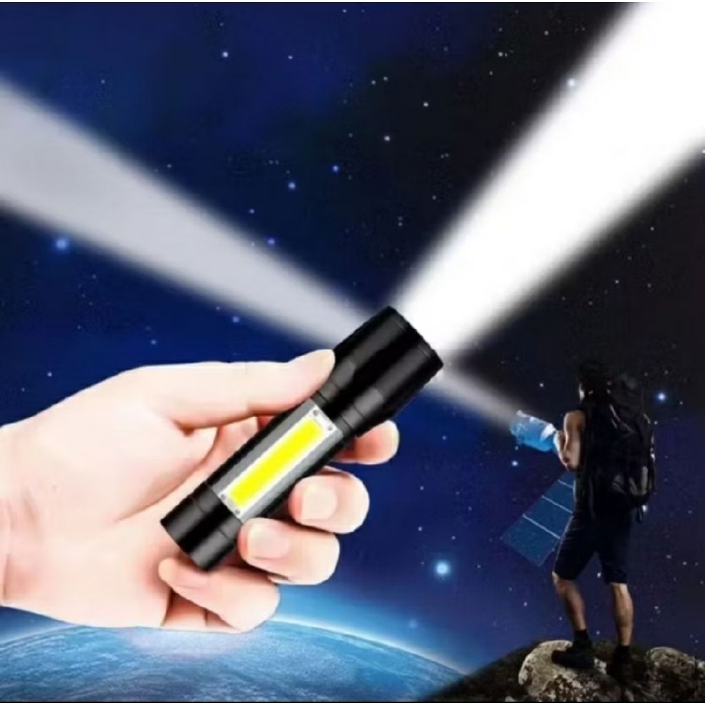 senter led mini zoom body besi senter mini cas