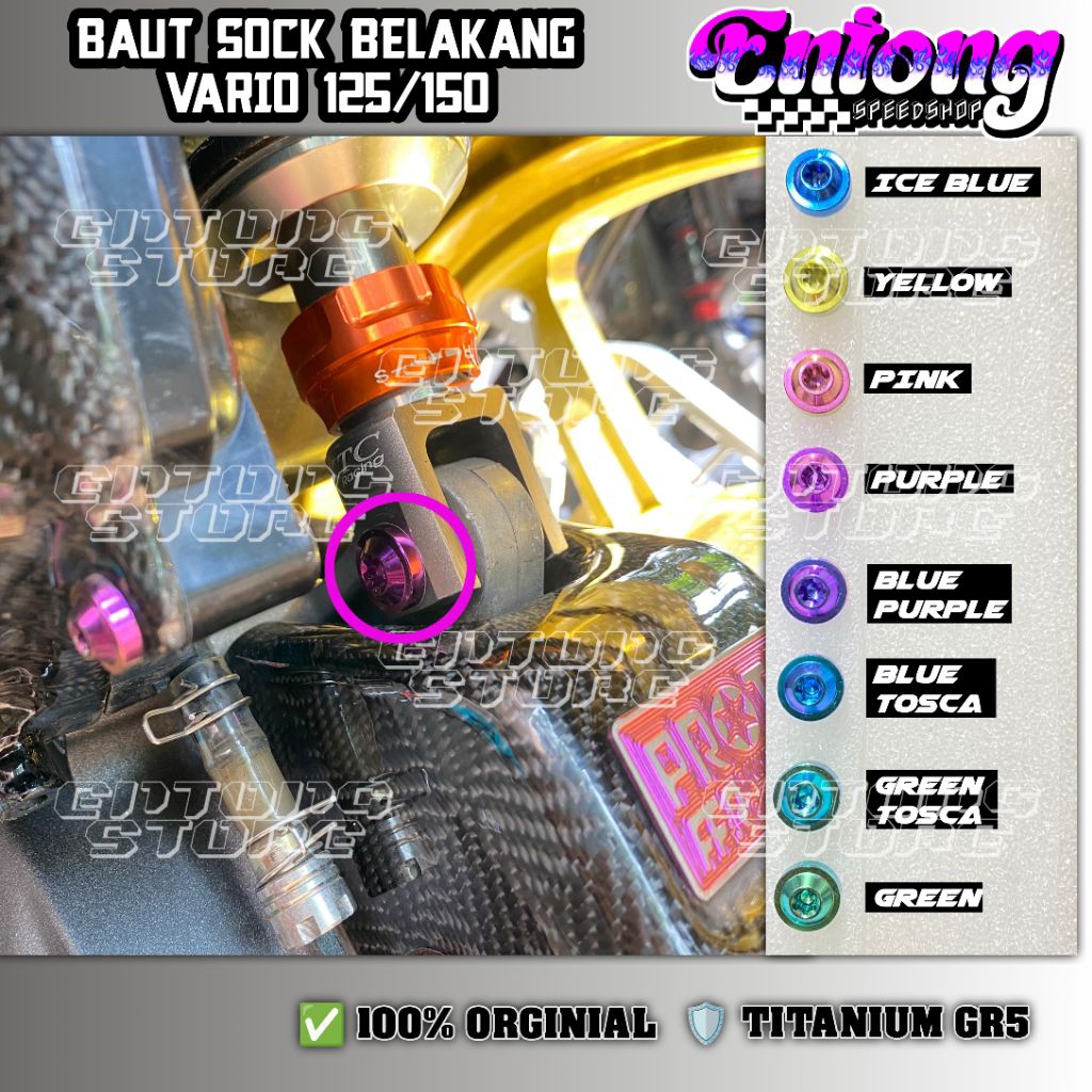 Baut Titanium Shock Belakang Vario 125 150 Old New Kzr Original Vietnam GR5