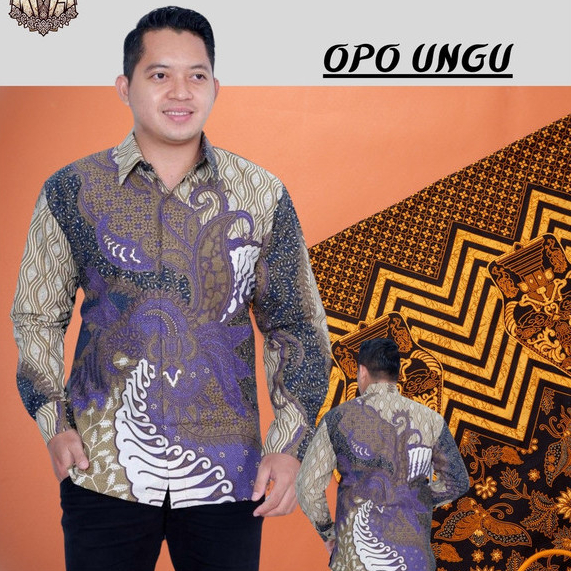 ⸨BATIK.UE⸩ BAJU BATIK OPO UNGU PRIA LENGAN PANJANG