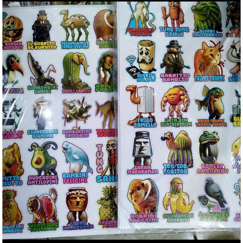 

Terbaru, 1lembar stiker Tung-tung Sahur Tob Tobitob 20pcs