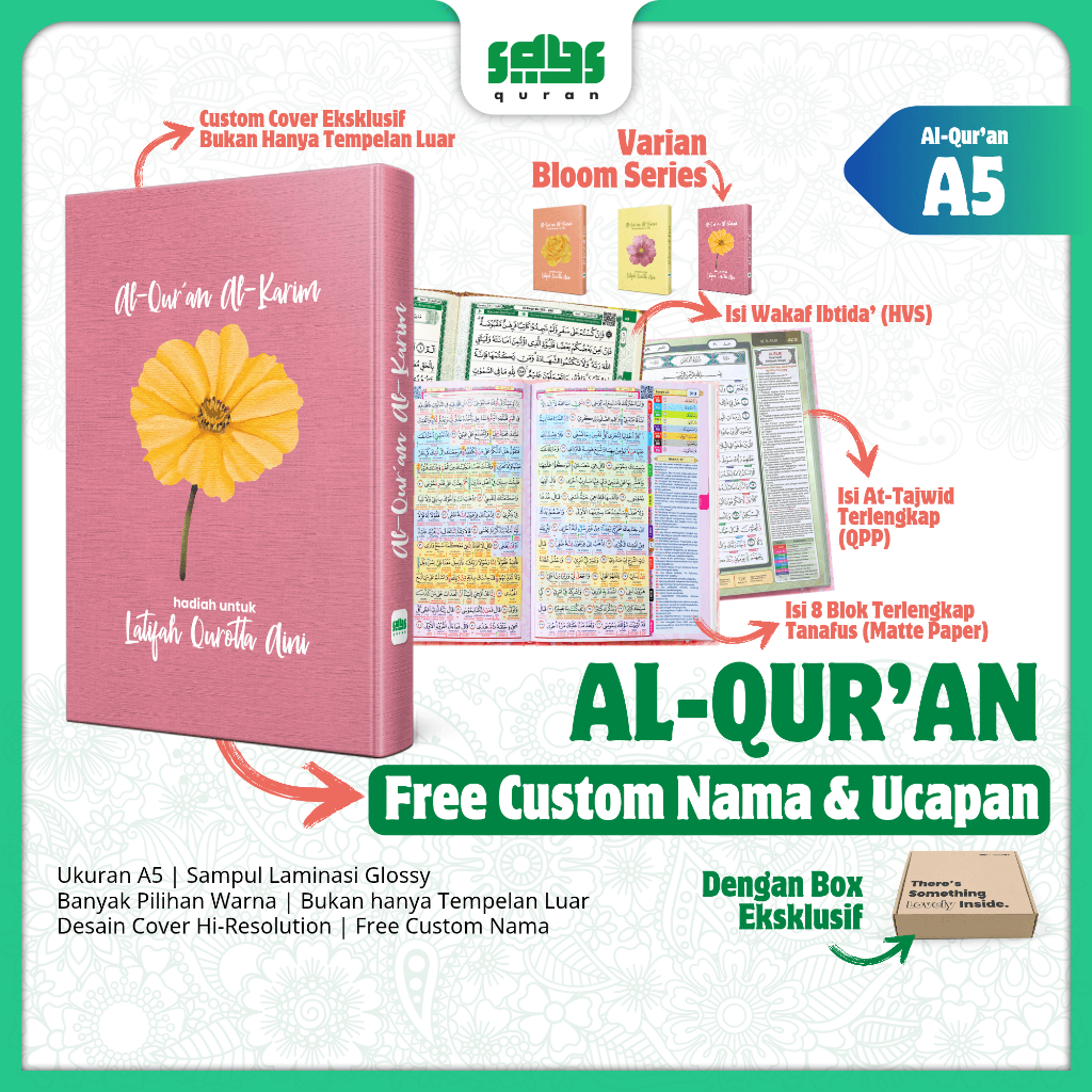 

Al Quran custom nama - Cover BLOOM hafalan - Cover bunga