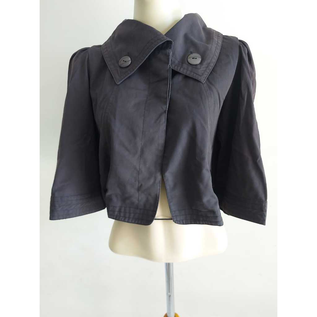 PRELOVED/PL - CROP TOP BLAZER WANITA-BLAZER WANITA/S1MPLICITY/HITAM-POLOS