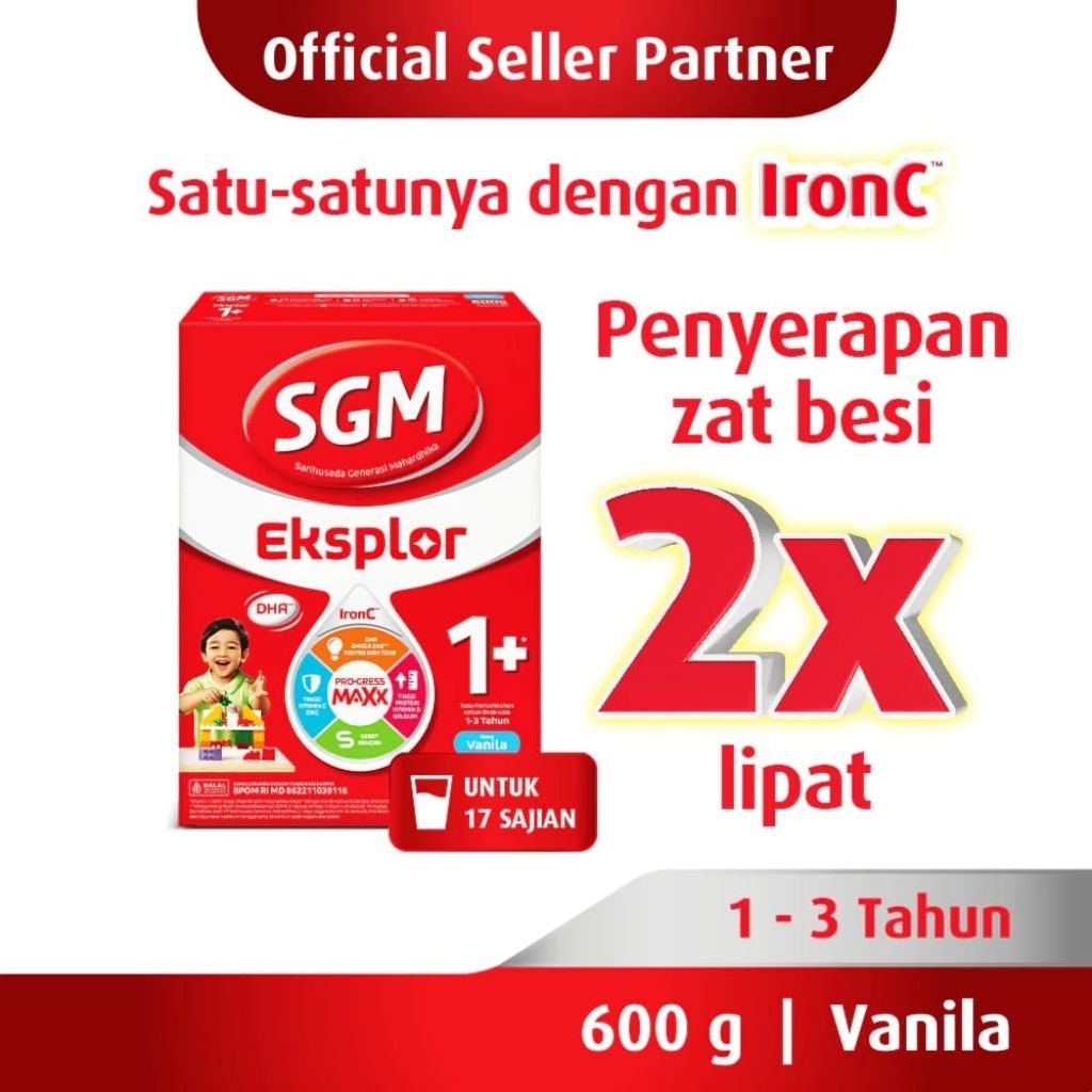Susu SGM Eksplor 1+ Usia 1-3 Tahun Rasa Vanila / Madu 600 gr