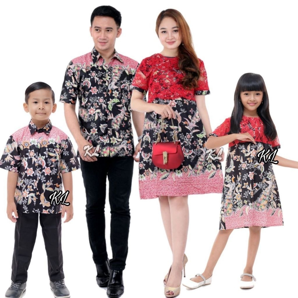 Baju Coupel Dres Brokat Keluarga Pria dan wanita Batik Natalan Coupel Keluarga