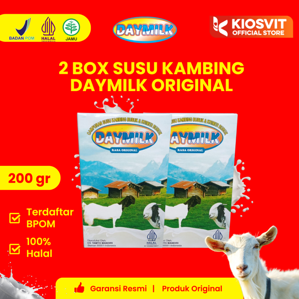 

DAY MILK Susu 2 Box Rasa Original - Susu kambing Etawa bubuk 200gr - Bantu Perkuat Tulang & Sendi