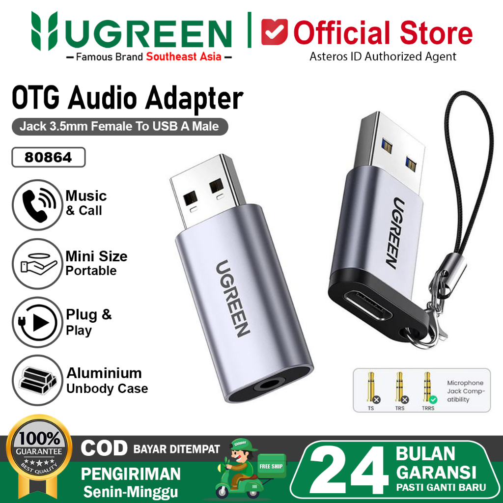 UGREEN Audio Adapter USB To Jack 3.5mm Sound Card External Audio Stereo