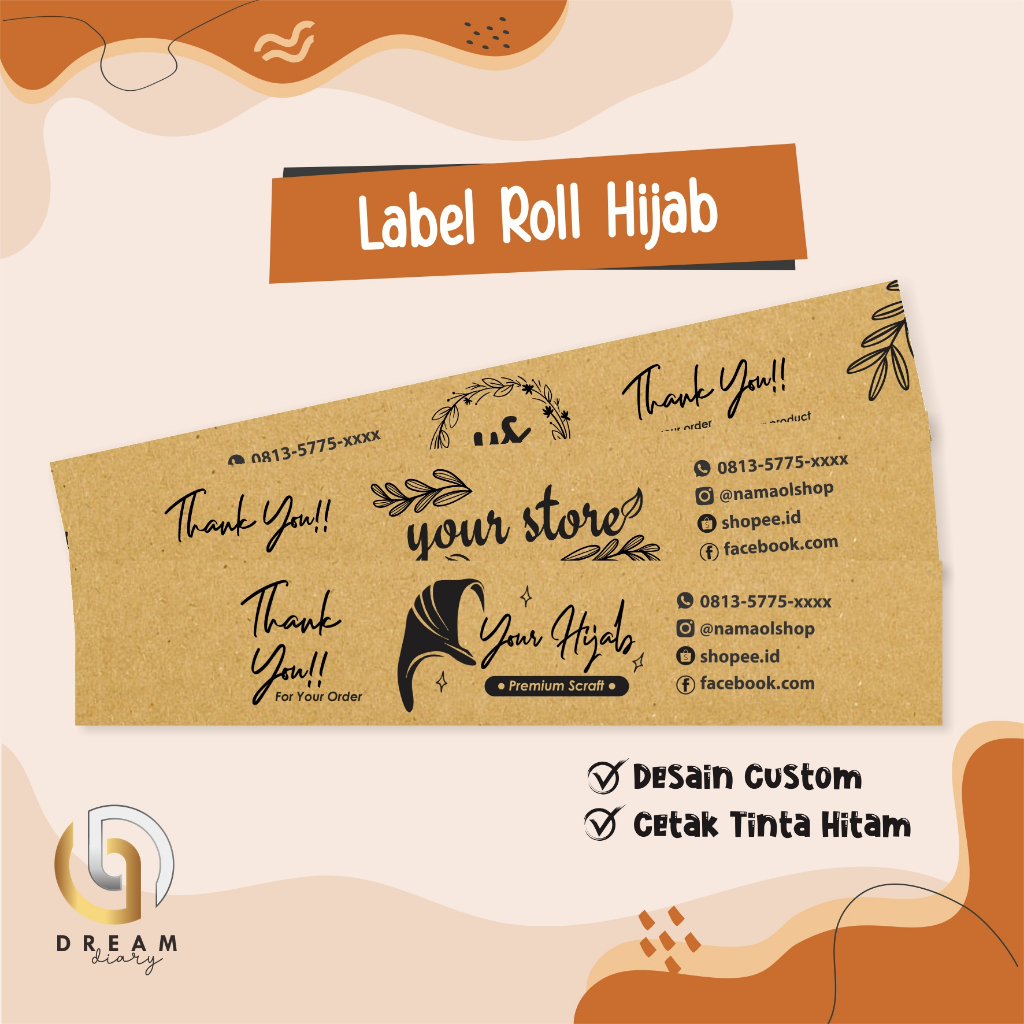

LABEL ROLL PENGIKAT HIJAB KERUDUNG CUSTOM KRAFT MURAH