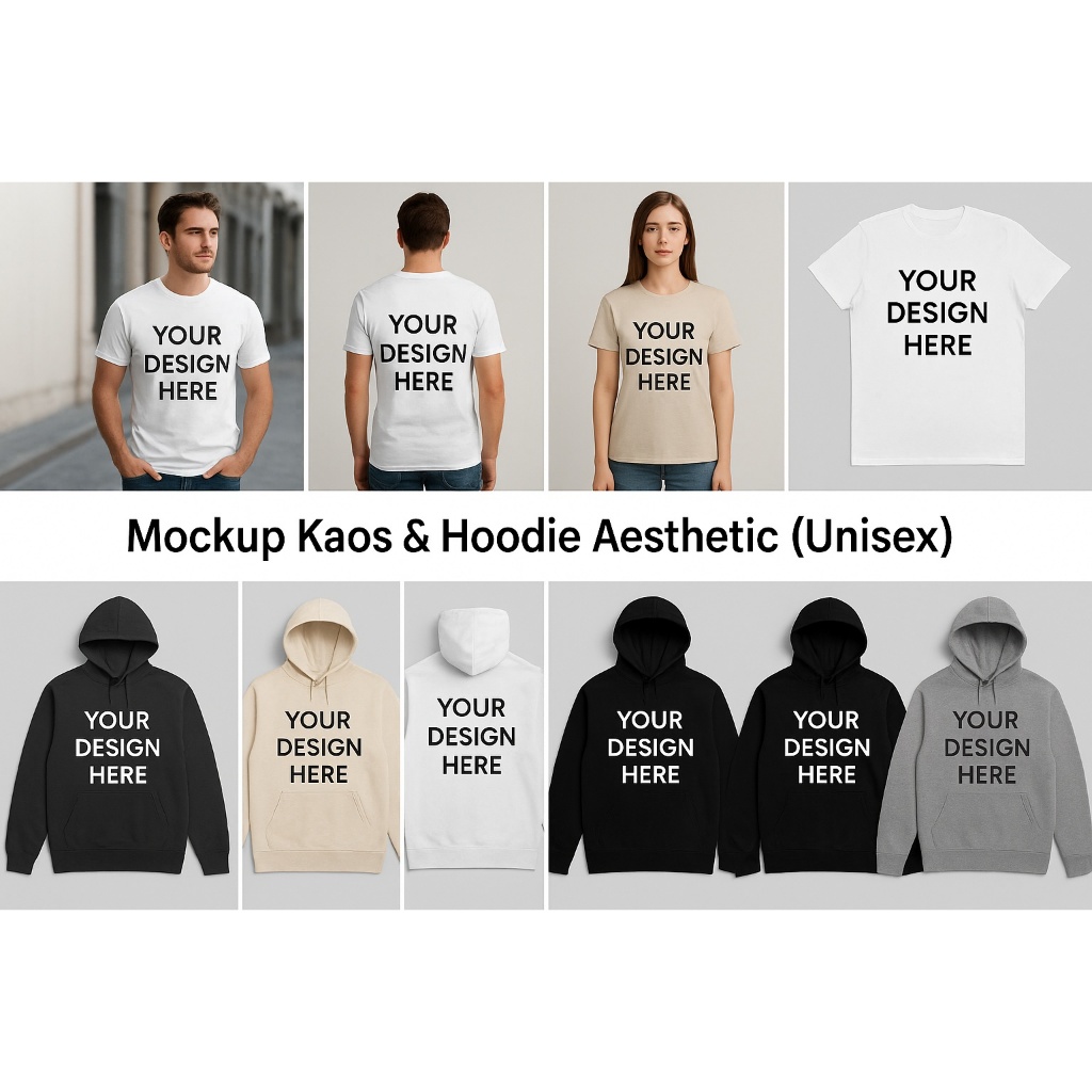 

Mockup Kaos & Hoodie Aesthetic JPG – Untuk Desain / Jualan