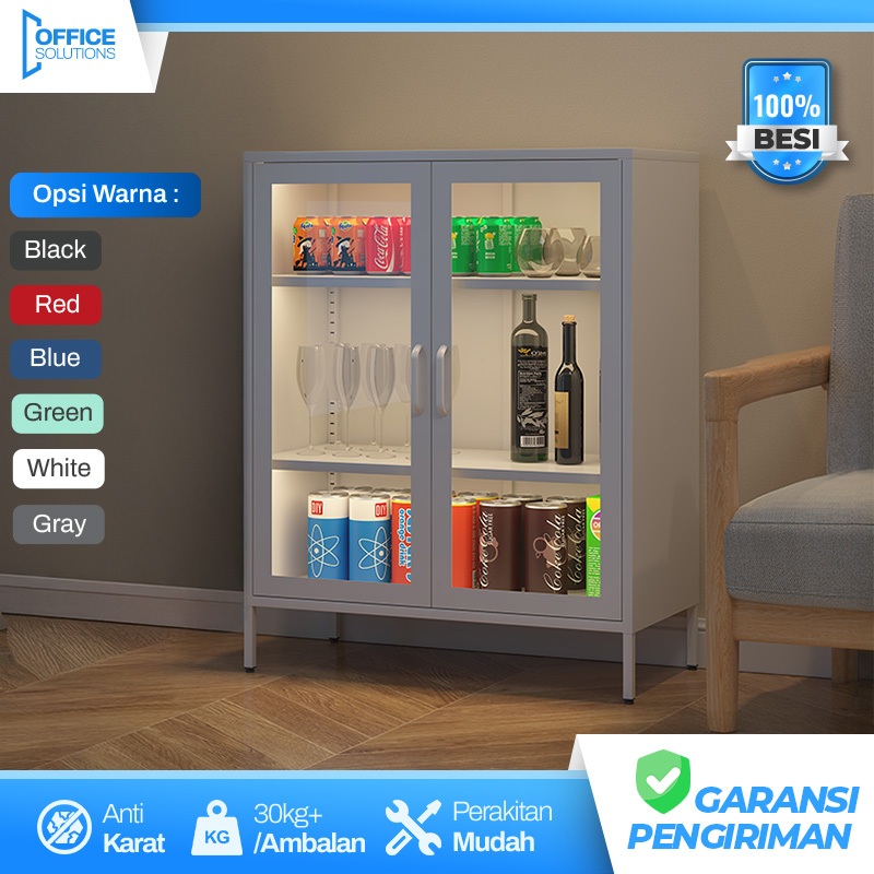 Lemari hias ruang tamu besi Lemari untuk figure Lemari kaca pajangan Bupet ruang tamu modern