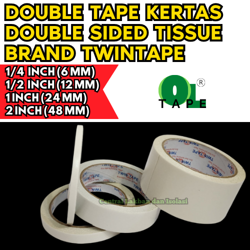 

TWINTAPE Double Sided Tissue Tape 6 mm x 15 Yard, Double Tape Kertas, Berkualitas dan Ekonomis