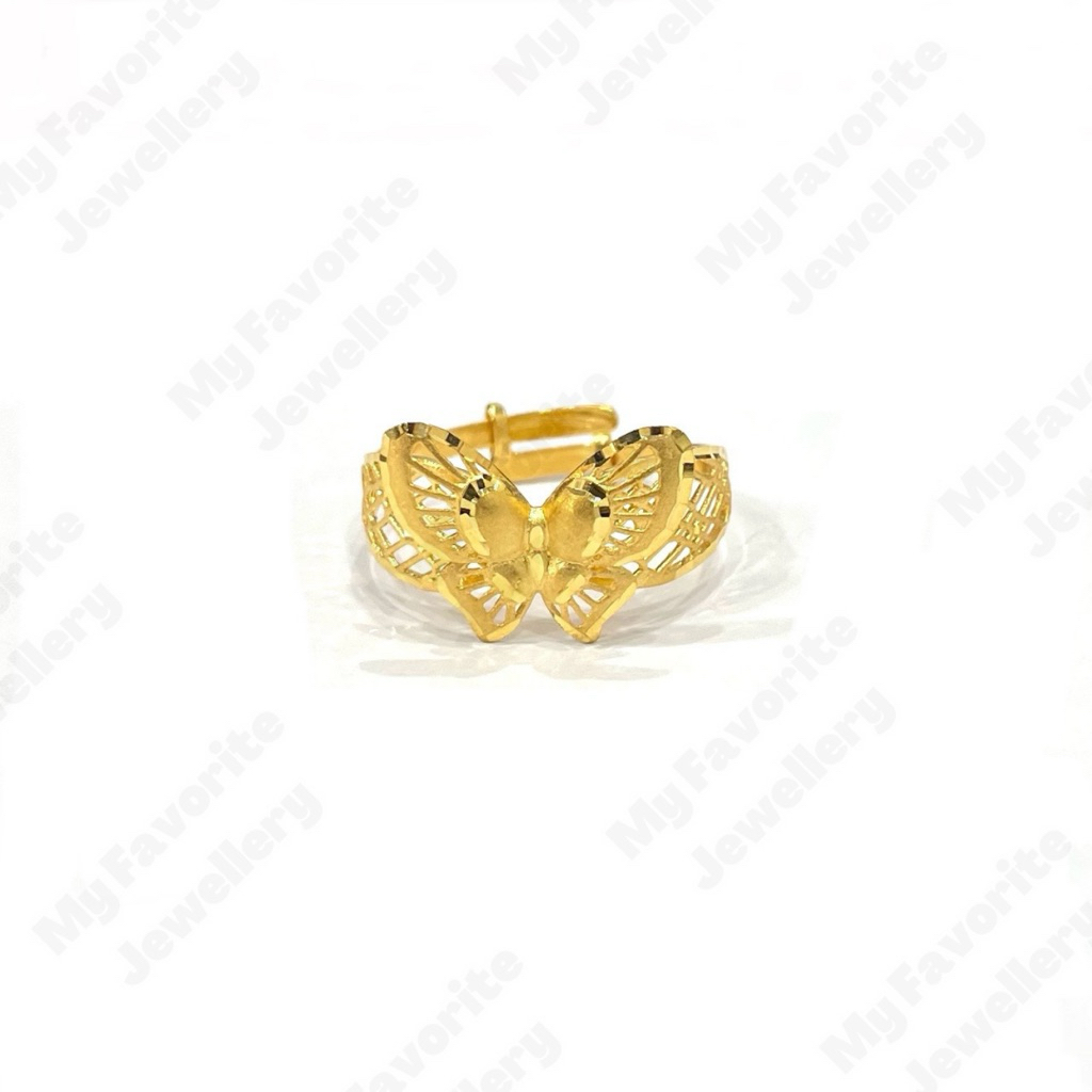 Cincin Kerawang Kupu Kupu Adjustable EMAS ASLI Kadar 700 16K