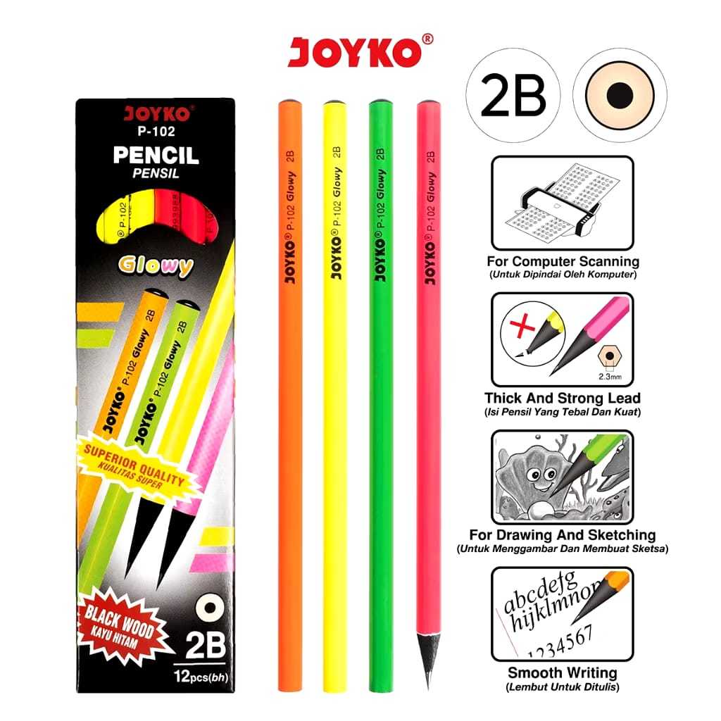 

Veiso_Pencil Pensil Joyko P-102 2B Glowy 1 BOX 12 PCS