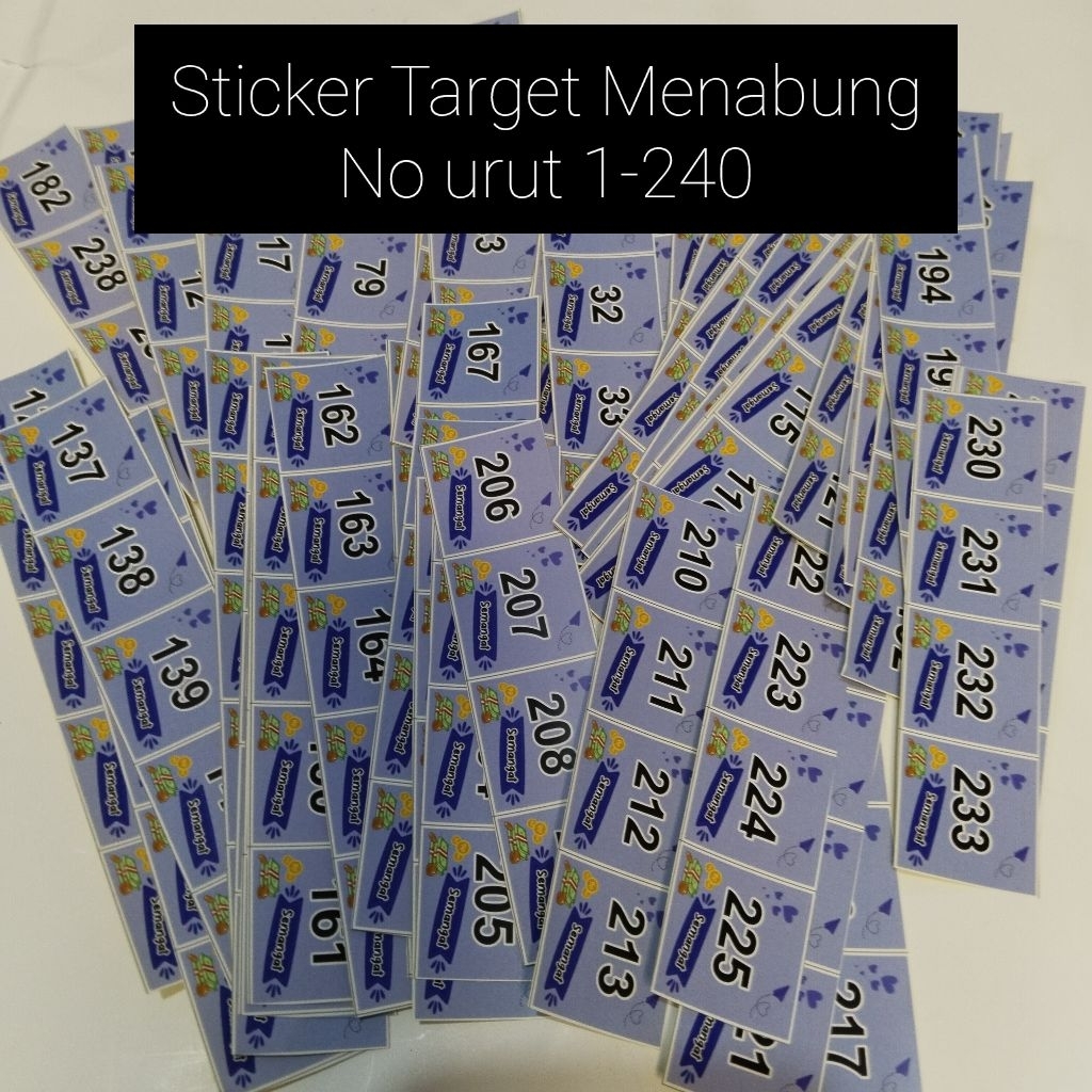 

Stiker Nomor 1-240, Stiker Nomor Urut Premium Glossy Untuk Saving Challenge Album Menabung