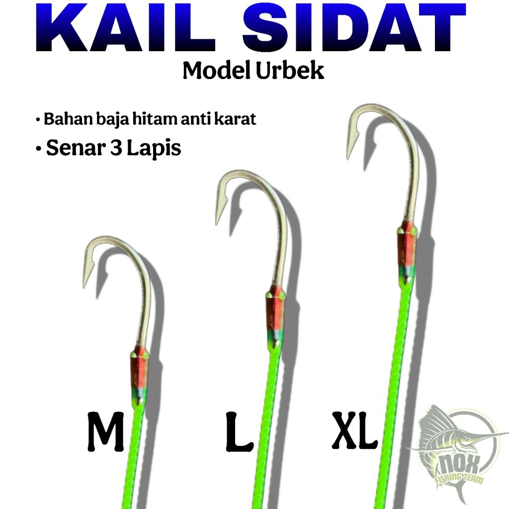 Kail Pancing Sidat - Kail Pancing Besar - Bahan Baja Anti Karat - Urek Sidat - Urek Siap Pakai