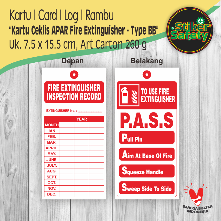

Kartu Log Ceklis Perawatan APAR | Fire Extinguisher Record - Tipe BB