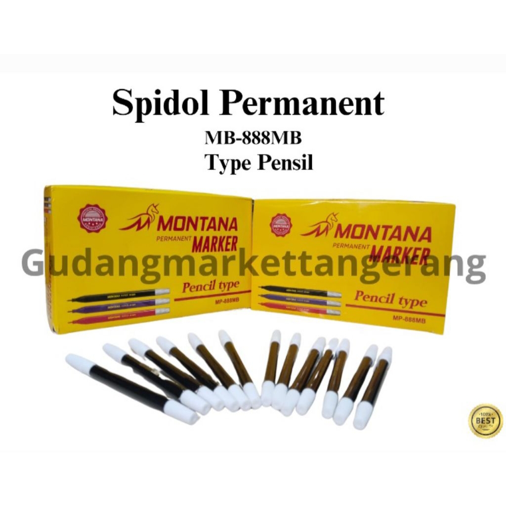 

MONTANA - Spidol Permanent Type pensil Warna Hitam 1 Box ( Isi 144 Pcs)