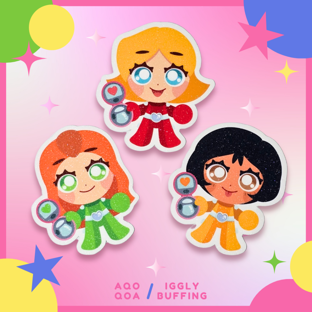 

Fan-art TOTALLY SPIES Cute Glitter Stickers! Sam, Clover, Alex