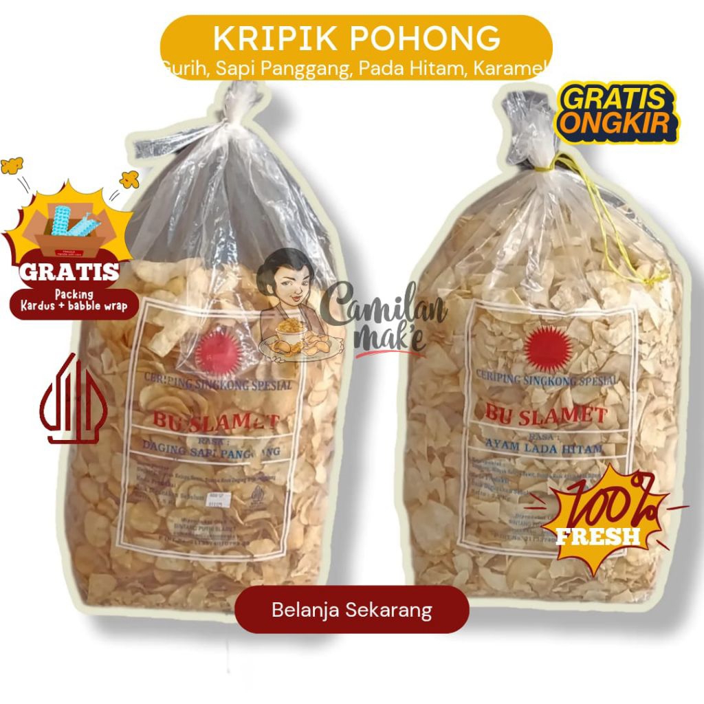 

KERIPIK SINGKONG 1KG / CAMILAN MAK'E/ CEMILAN KRIPIK POHONG/ KRIPIK SINGKONG/ JAJANAN KERIPIK/ SNACK KILOAN