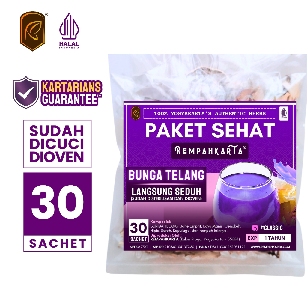 

REMPAHKARTA Paket Sehat Wedang Uwuh Bunga Telang (30 Sachet)