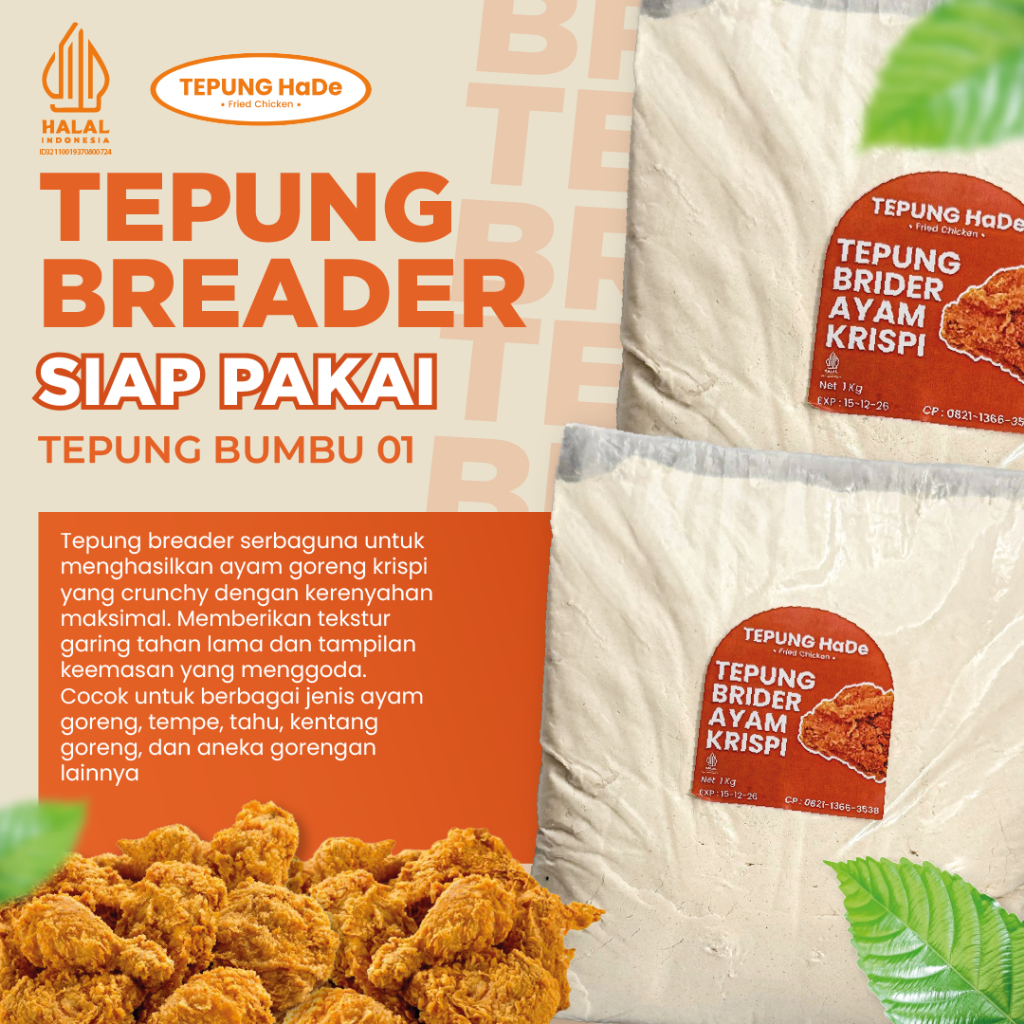 

Tepung bumbu ayam / Tepung crispy serbaguna 1kg / ayam goreng / Fried Chicken