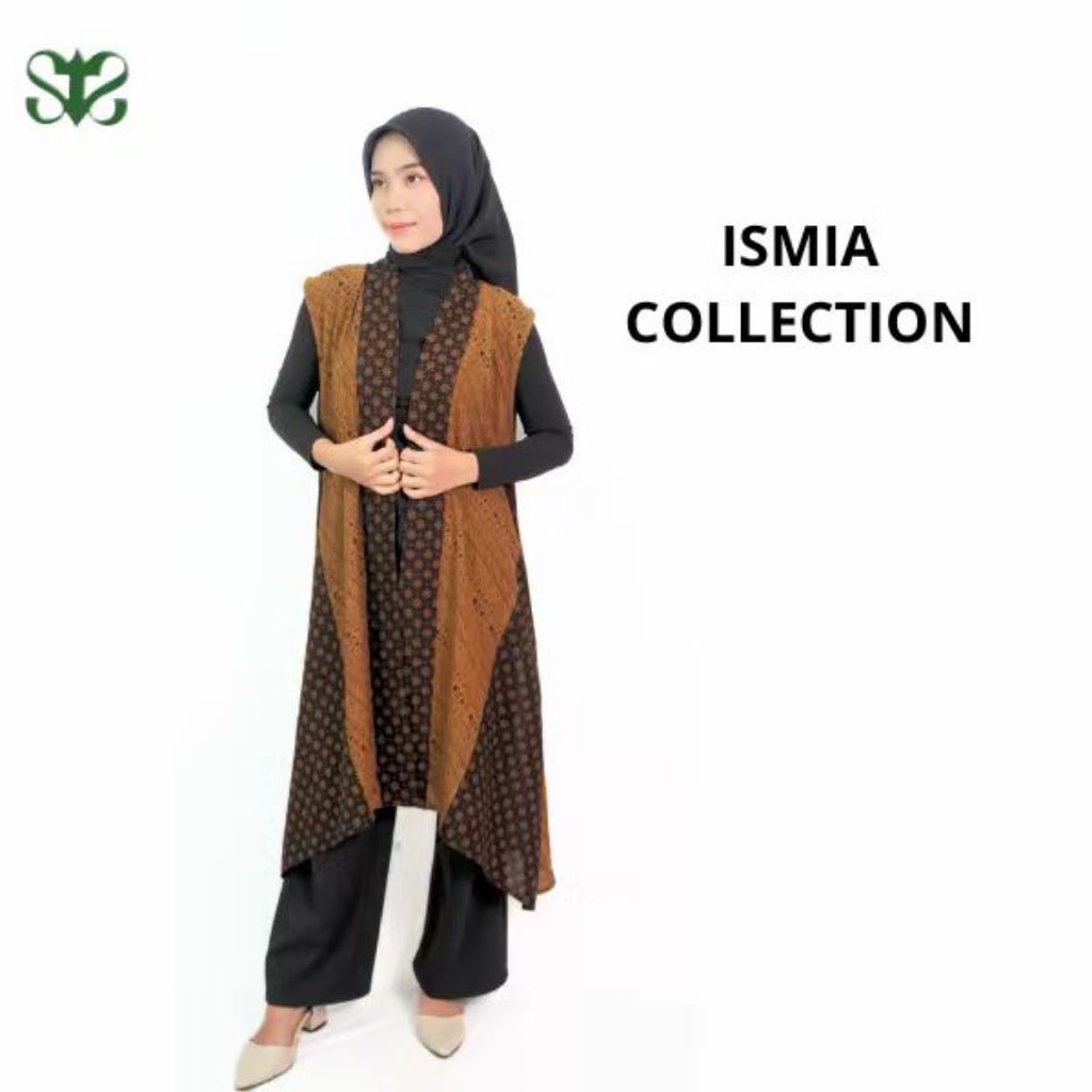 ISMIA COLLECTION - Outer Batik Tanpa Lengan Bahan Paris